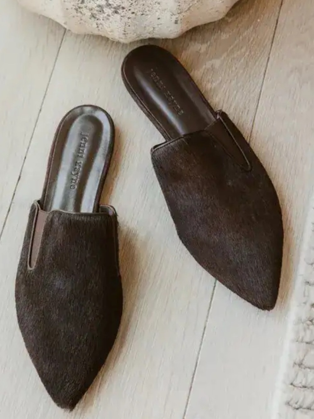 NIB Jenni Kayne Pony Hair Flat Mule Chocolate Brown 8